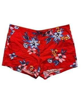 Old Navy Floral Linen Blend Shorts Red Plus Size 20 Everyday